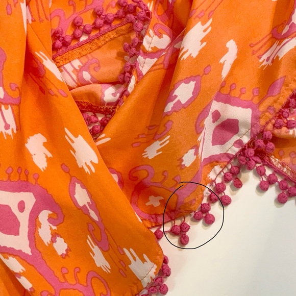 Mud Pie Vibrant Orange with Pink One-Shoulder Cover-Up - Picture 8 of 8